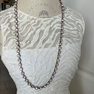 Vintage Givenchy pink faceted round crystals, Coppertone 36 inch necklace